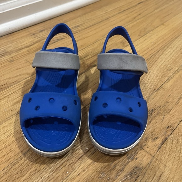 CROCS Other - Crocs Kids Summer Sandals Sz 13 Bright Blue Gray Strap Durable with Minor Wear